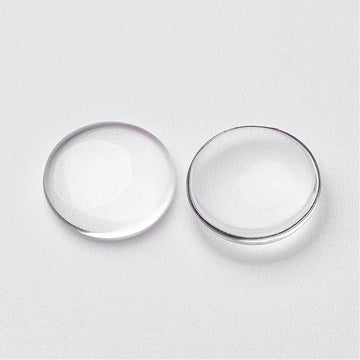 10pcs, 20mm, Transparent Dome Glass Cabochons, Half Round, Clear